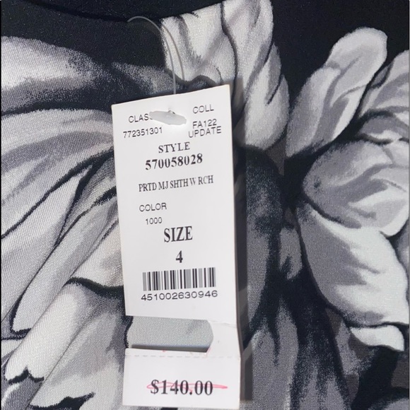 NWT White House Black Market Matte Jersey Peony Print Dress Size 4. - Picture 3 of 3